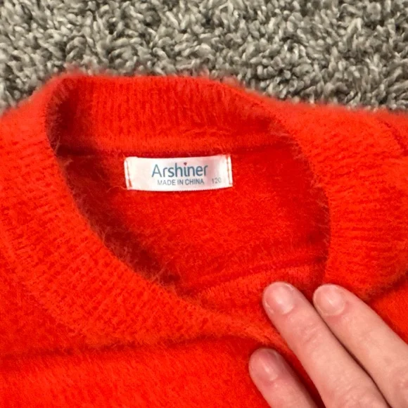 Arshiner Girls red Sweater Dress with lantern sleeves and pleated Twirl skirt - Picture 4 of 7